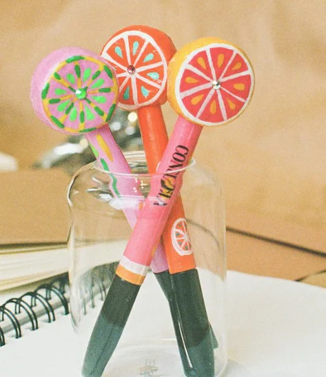 Consuela Hand Painted Paper Mache Top Markers (Multiple Styles-Colors May Vary From Photo) - Image 7