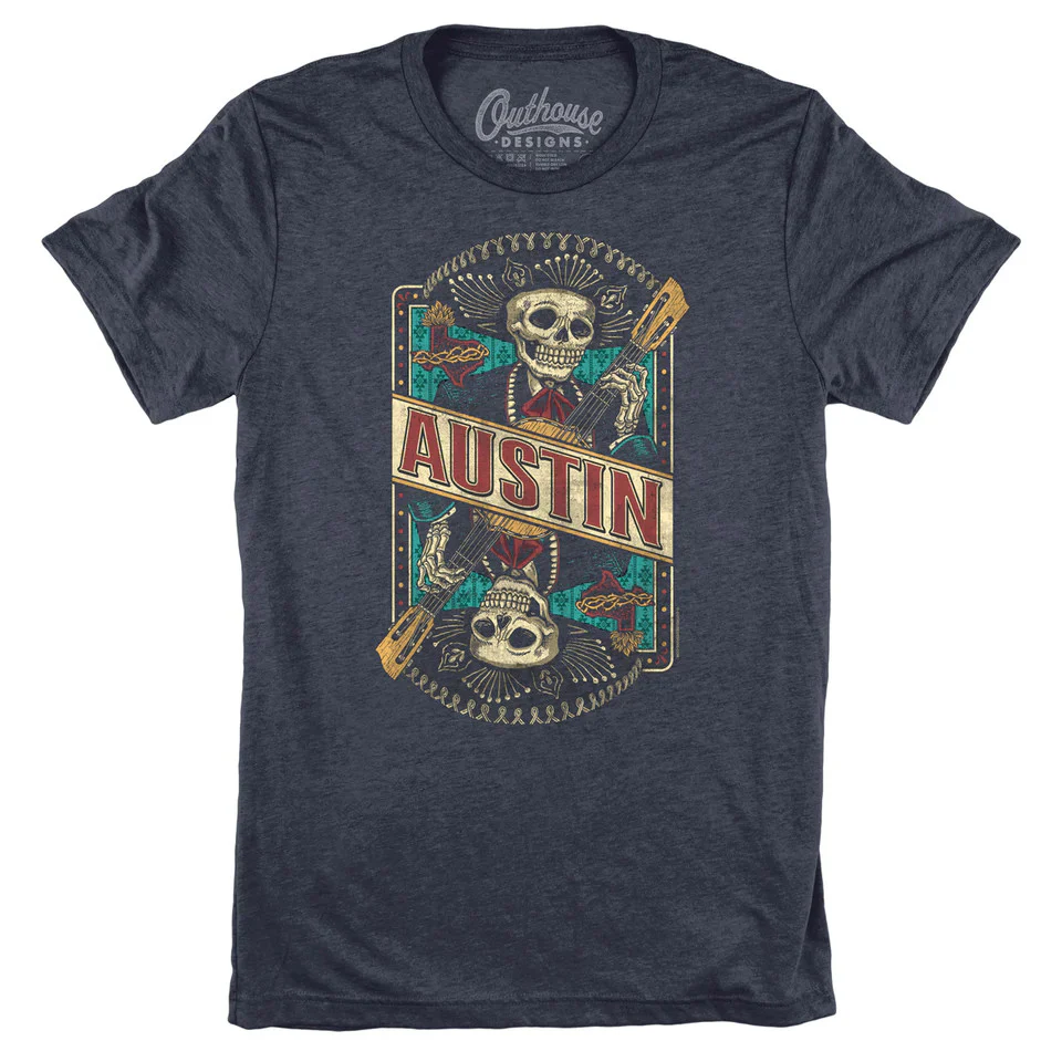 Outhouse El Mariachi de la Muerto Austin Tee (MIDNIGHTNVY)