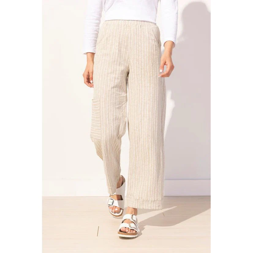 Escape Bali Stripe Cotton Side Pocket Flood Pant (KHAKI) - Image 3