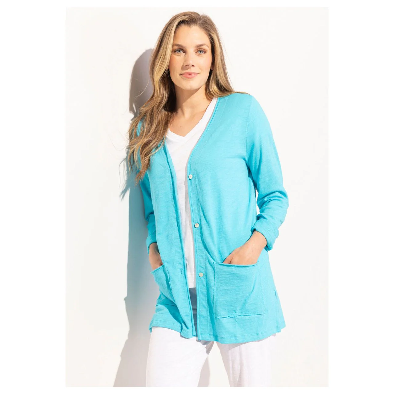Escape Cotton Roll Front Pocket Cardigan (3 Colors) (10070) - Image 2