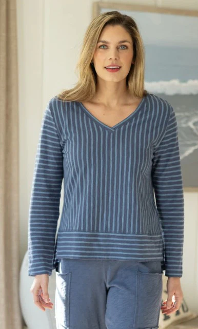 Escape Santa Barbara Stripe Easy V Tee (2 Colors) (23540) - Image 4