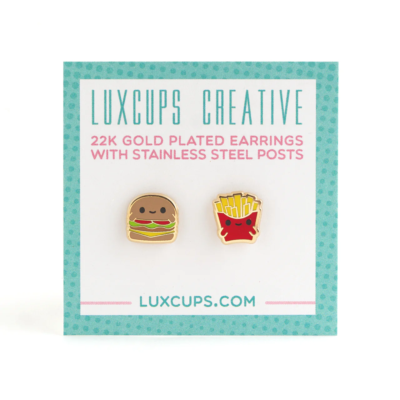 Fast Food Friends Enamel Earrings (LUX E54) - Image 2
