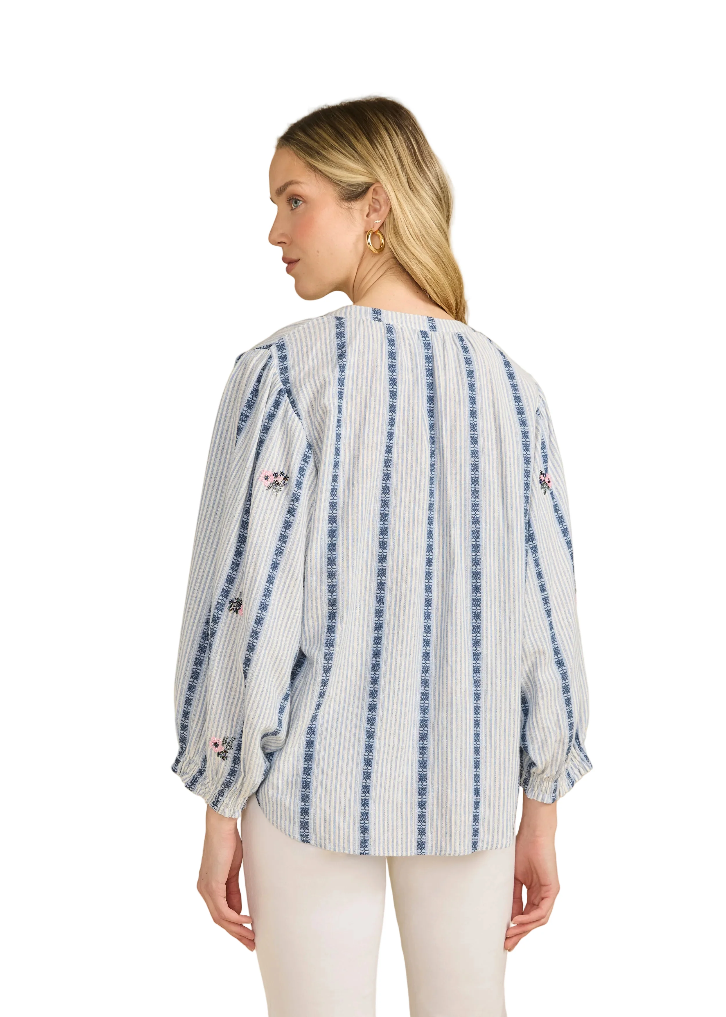 FDJ French Dressing Indigo Stripe Embellished Shirt (7447188)(Indigo Stripe) - Image 2