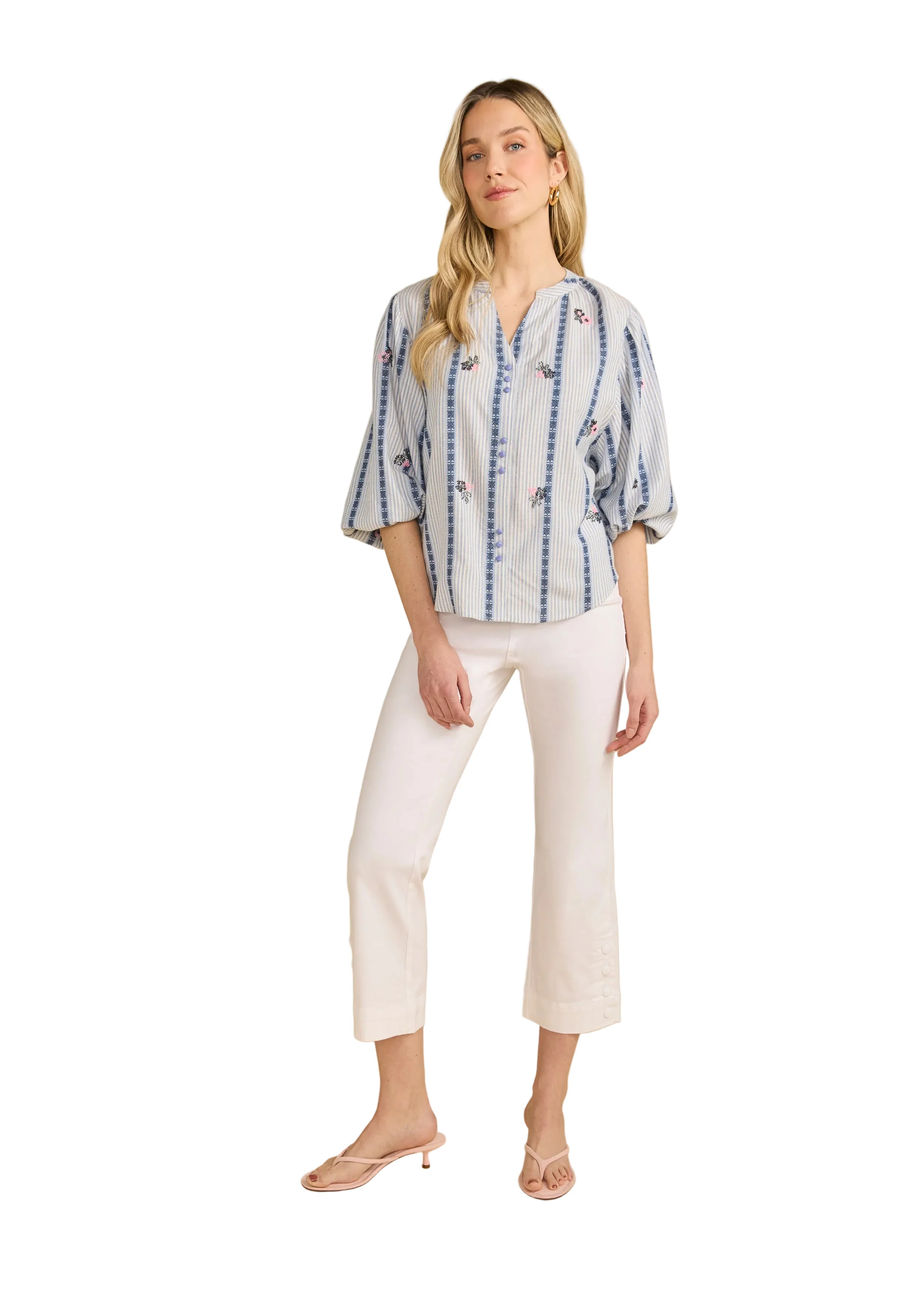 FDJ French Dressing Indigo Stripe Embellished Shirt (7447188)(Indigo Stripe) - Image 3