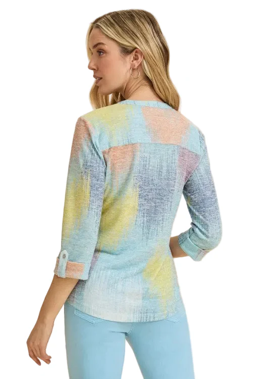 FDJ French Dressing Bright Heart Ikat Henley Top (3680435) - Image 2