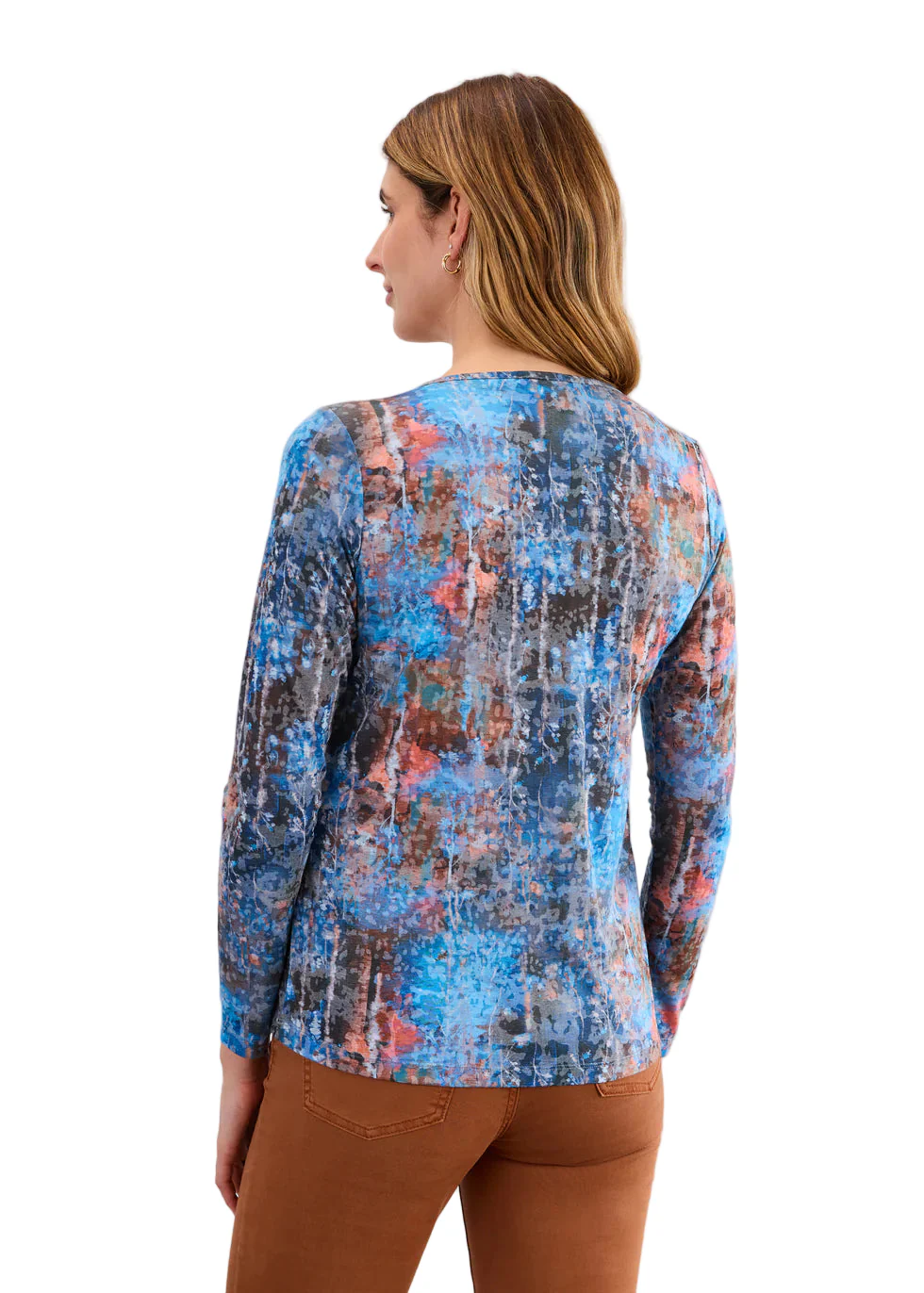 FDJ French Dressing Long Sleeve V-Neck Top, Whitechapel - Image 2