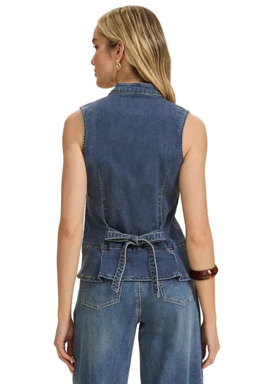 FDJ French Dressing Button Front Denim Vest (MEDBLU) - Image 2