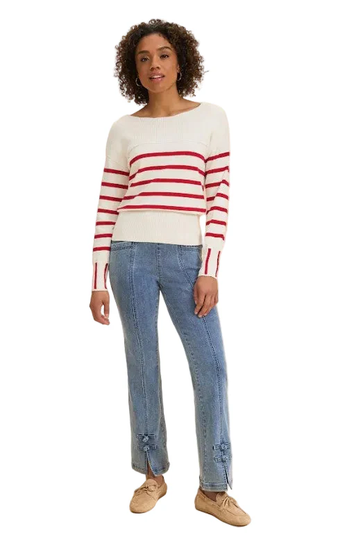 FDJ French Dressing Front Ankle Knot Detail Pull On Boot Leg Jean (Med Wash) - Image 4