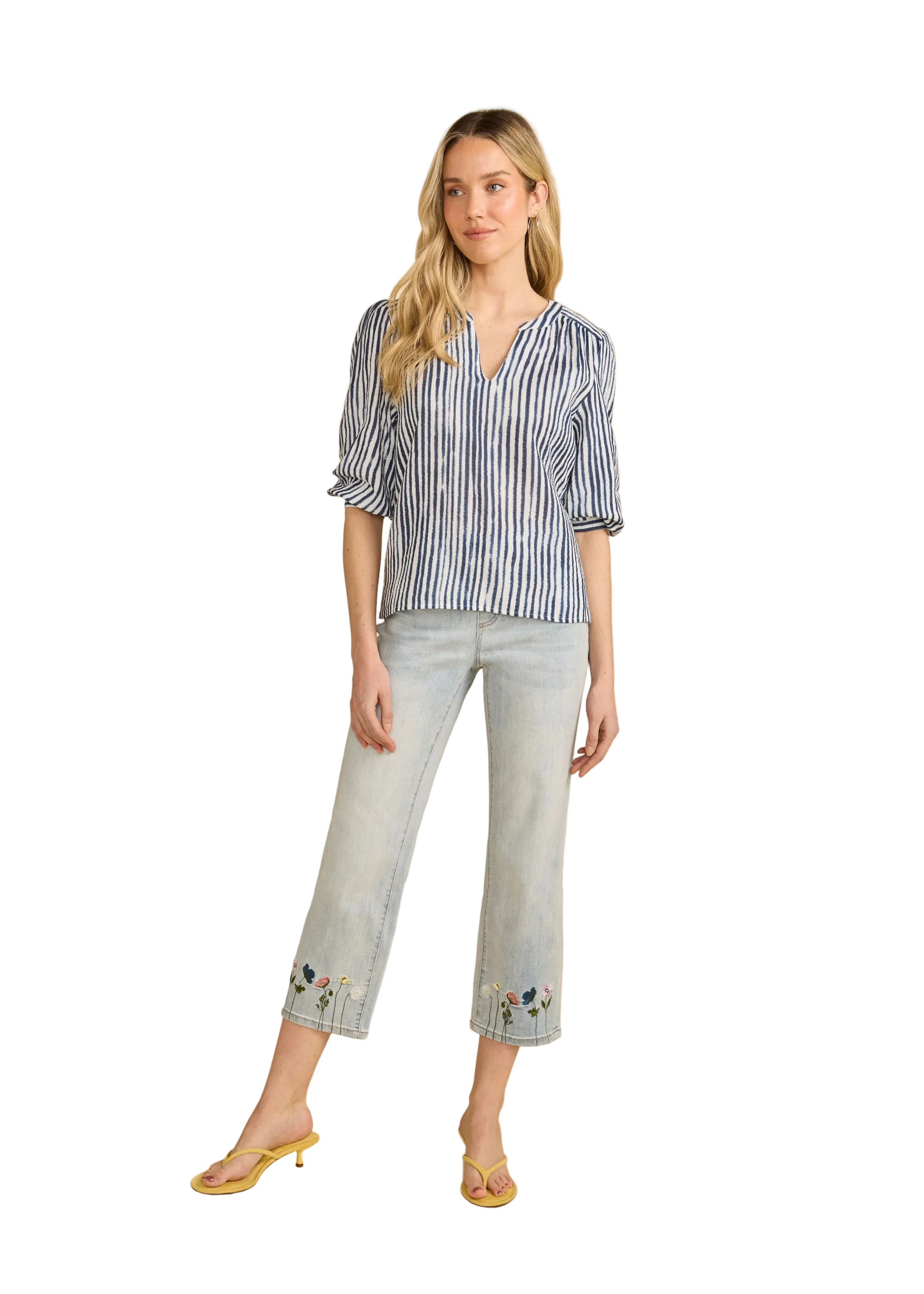 FDJ French Dressing Stripe Popover Blouse (7378205)(Navy White) - Image 2