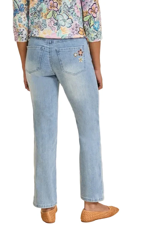 FDJ French Dressing Christina Floral Embroidered Straight Leg Jeans (MEDBLU)(5394779) - Image 2
