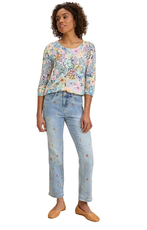 FDJ French Dressing Christina Floral Embroidered Straight Leg Jeans (MEDBLU)(5394779) - Image 3
