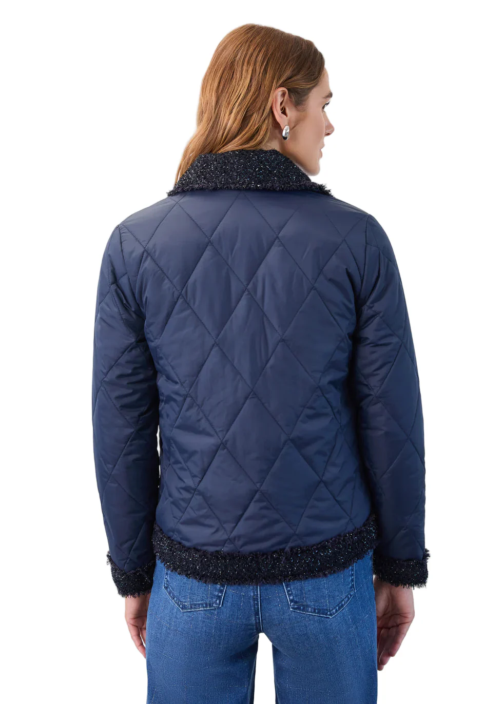 FDJ French Dressing Quilted Sparkle Tweed Jacket (Indigo) - Image 2