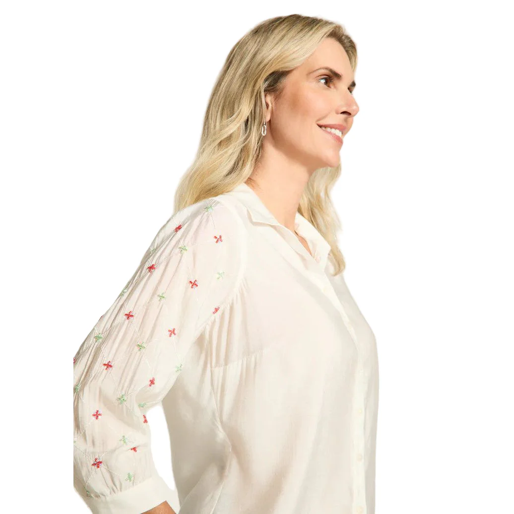FDJ French Dressing Embellished Sleeves White Shirt - Image 2