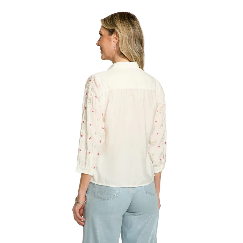 FDJ French Dressing Embellished Sleeves White Shirt - Image 3