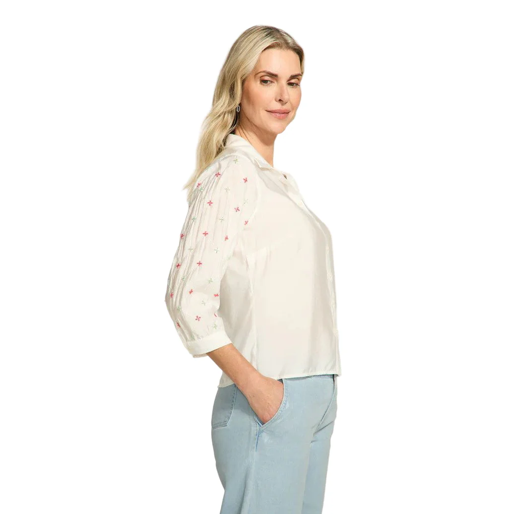 FDJ French Dressing Embellished Sleeves White Shirt - Image 4