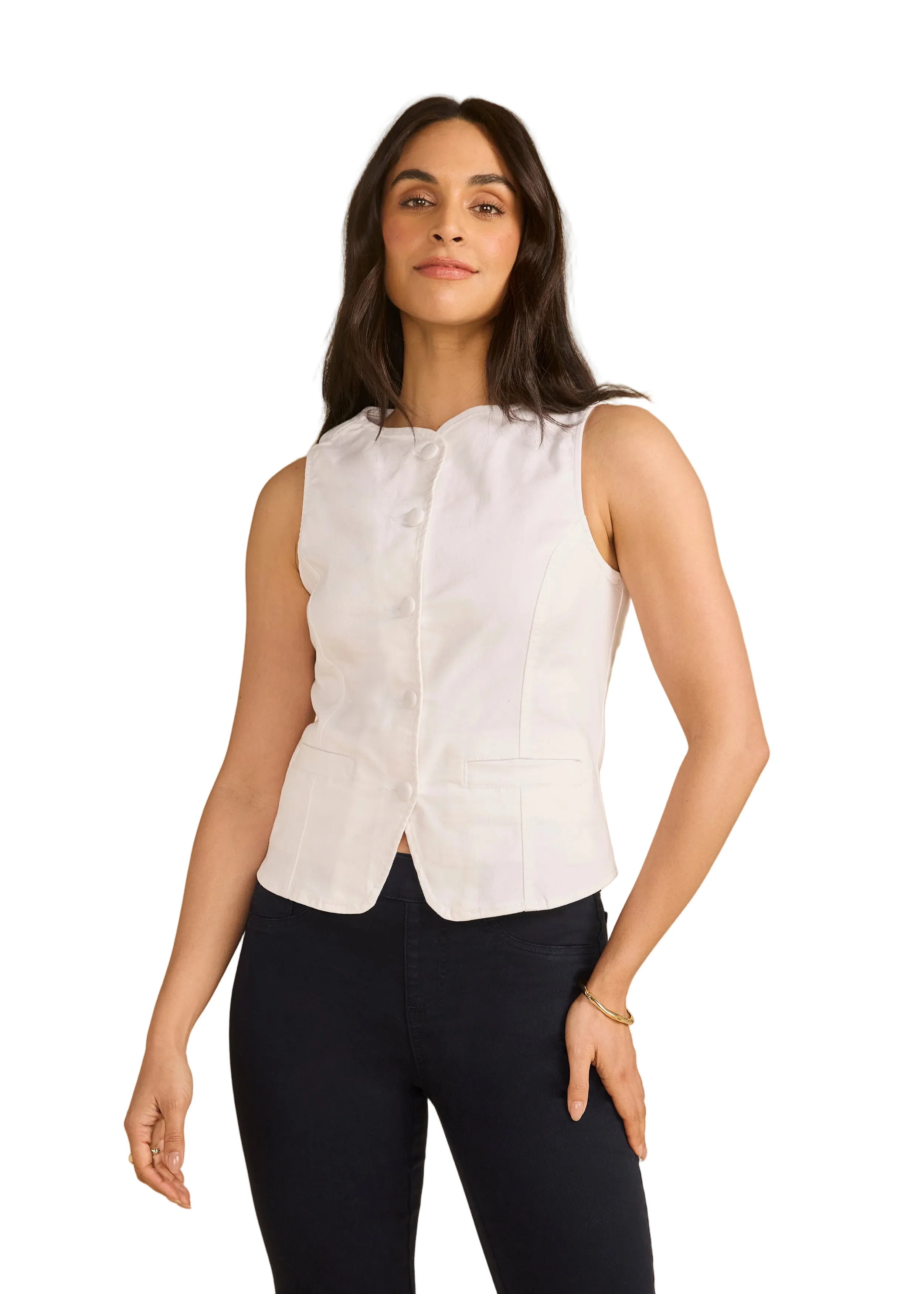 FDJ French Dressing Button Front Vest (White)(1143511)