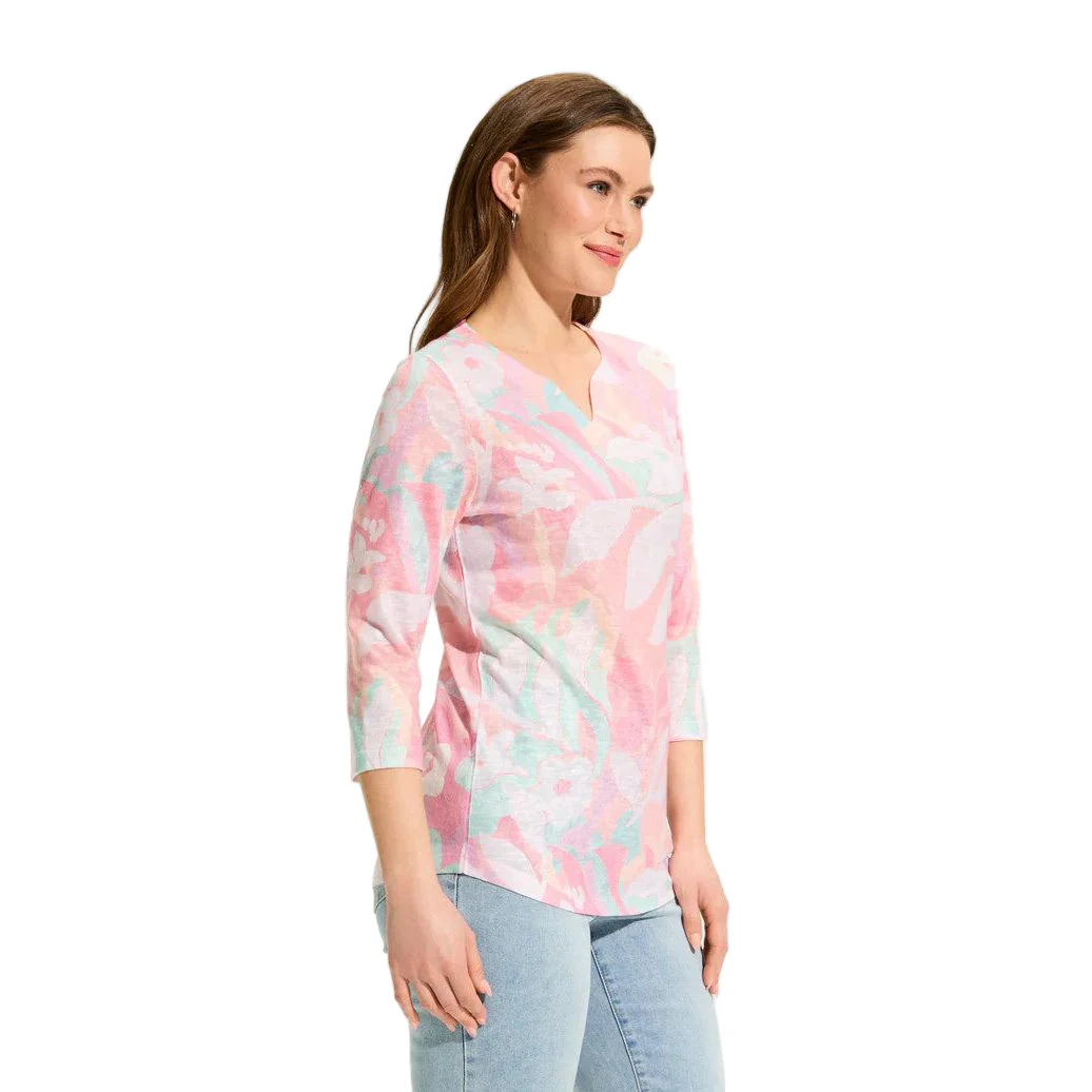 FDJ French Dressing Floral Camo Notch Neck Top - Image 3