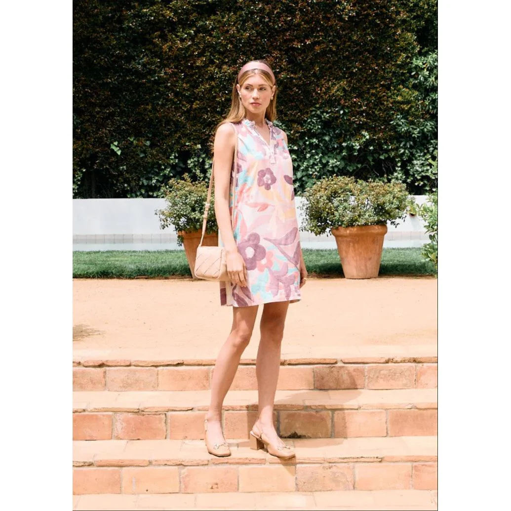 FDJ French Dressing Floral Camo Print Linen Shift Dress - Image 3