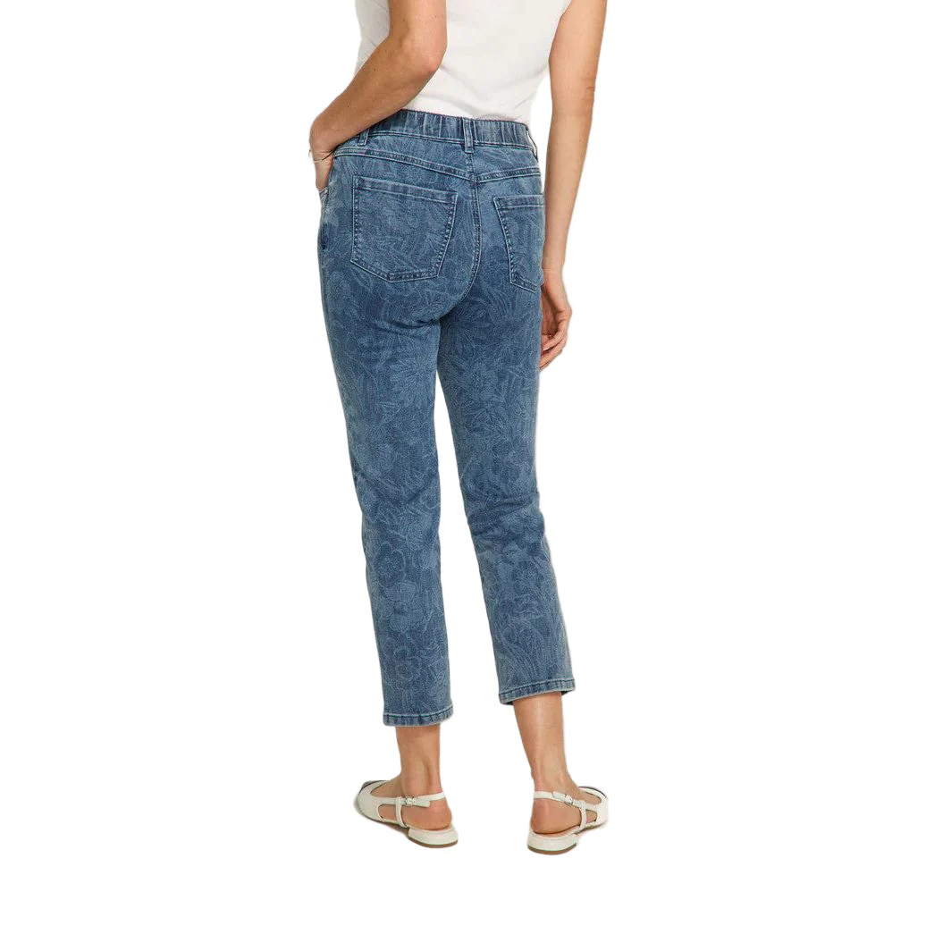 FDJ French Dressing Floral Jacquard Print Pull-On Straight Crop Jeans - Image 2