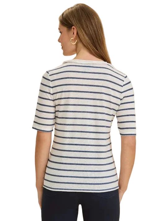 FDJ French Dressing Fringed V-Neck Top (NVY) - Image 2