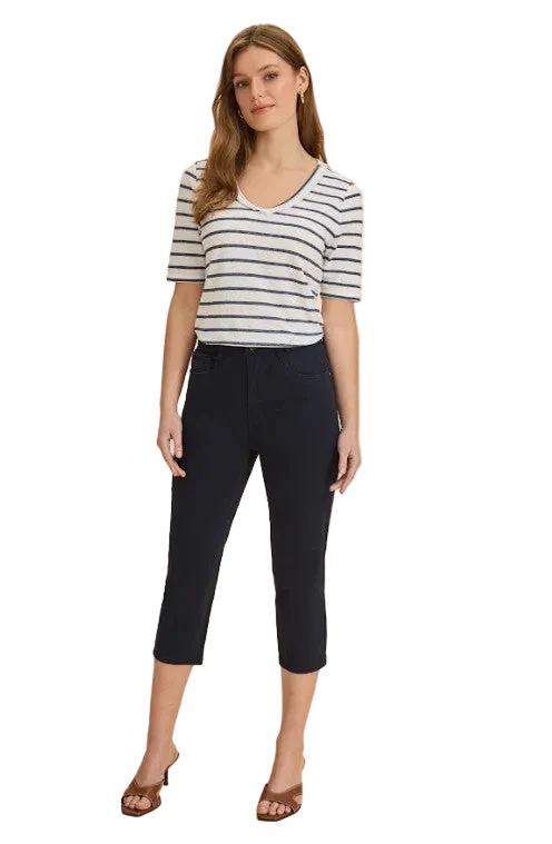 FDJ French Dressing Fringed V-Neck Top (NVY) - Image 3