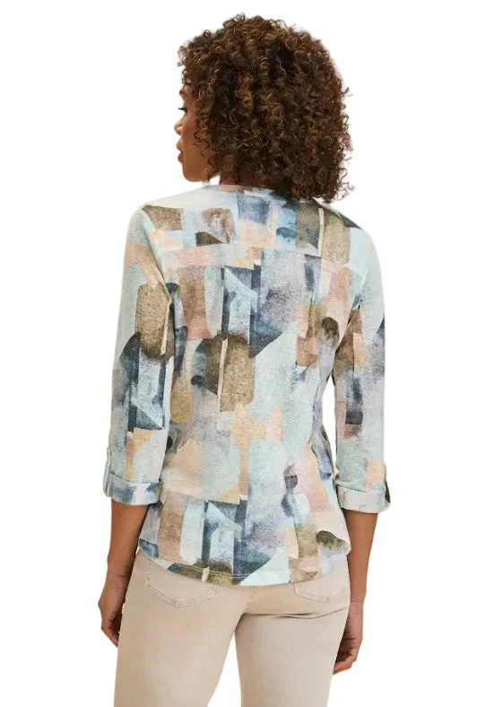 FDJ French Dressing Abstract Coppertone Washed Print Henley Top (COPPERTONE) - Image 2