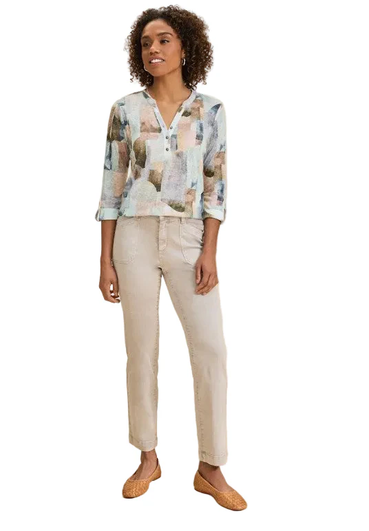 FDJ French Dressing Abstract Coppertone Washed Print Henley Top (COPPERTONE) - Image 3