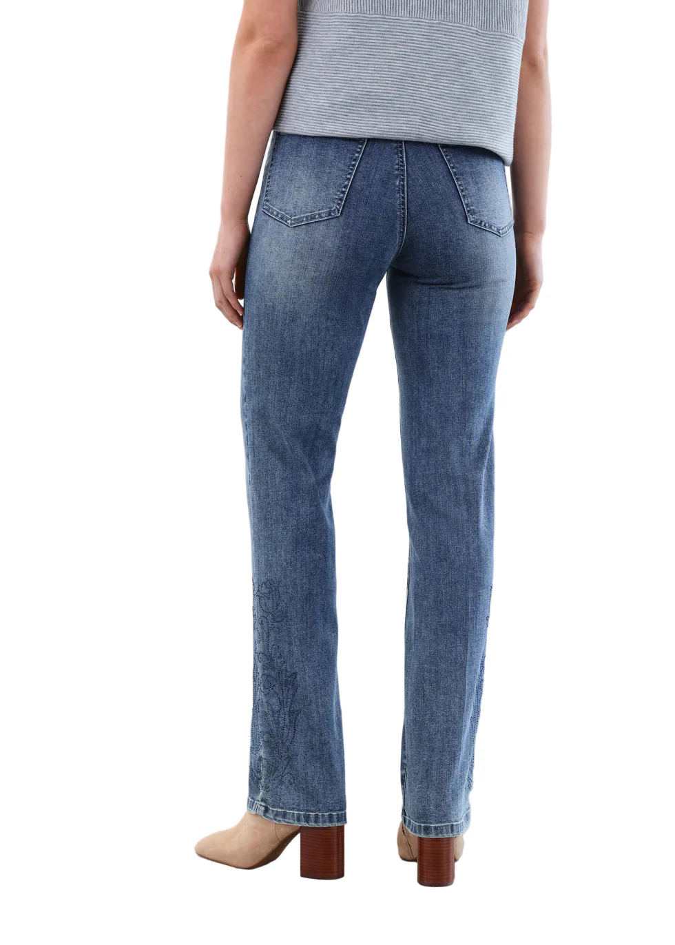 FDJ French Dressing Pull-on Straight Leg Tonal Embellished Jean (2574669)(Medium Blue) - Image 2