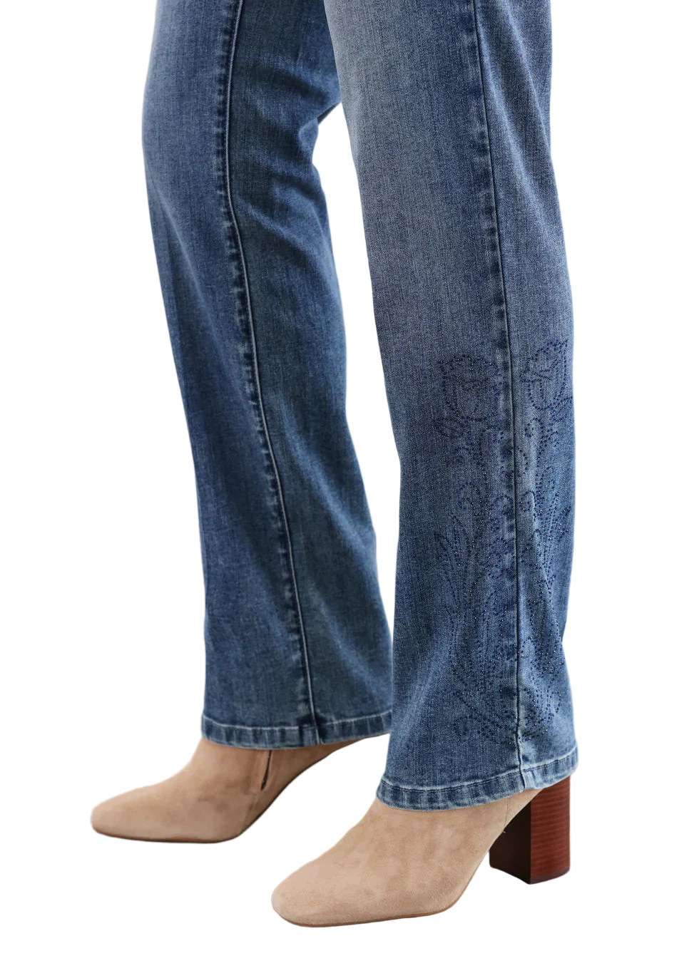 FDJ French Dressing Pull-on Straight Leg Tonal Embellished Jean (2574669)(Medium Blue) - Image 3