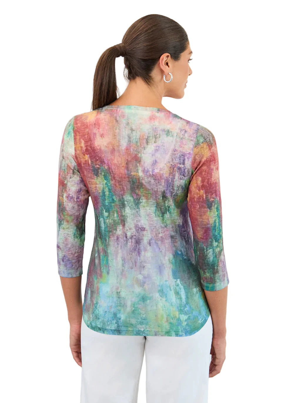 FDJ French Dressing 3/4 sleeve Floral Blur Top (3139451) - Image 2