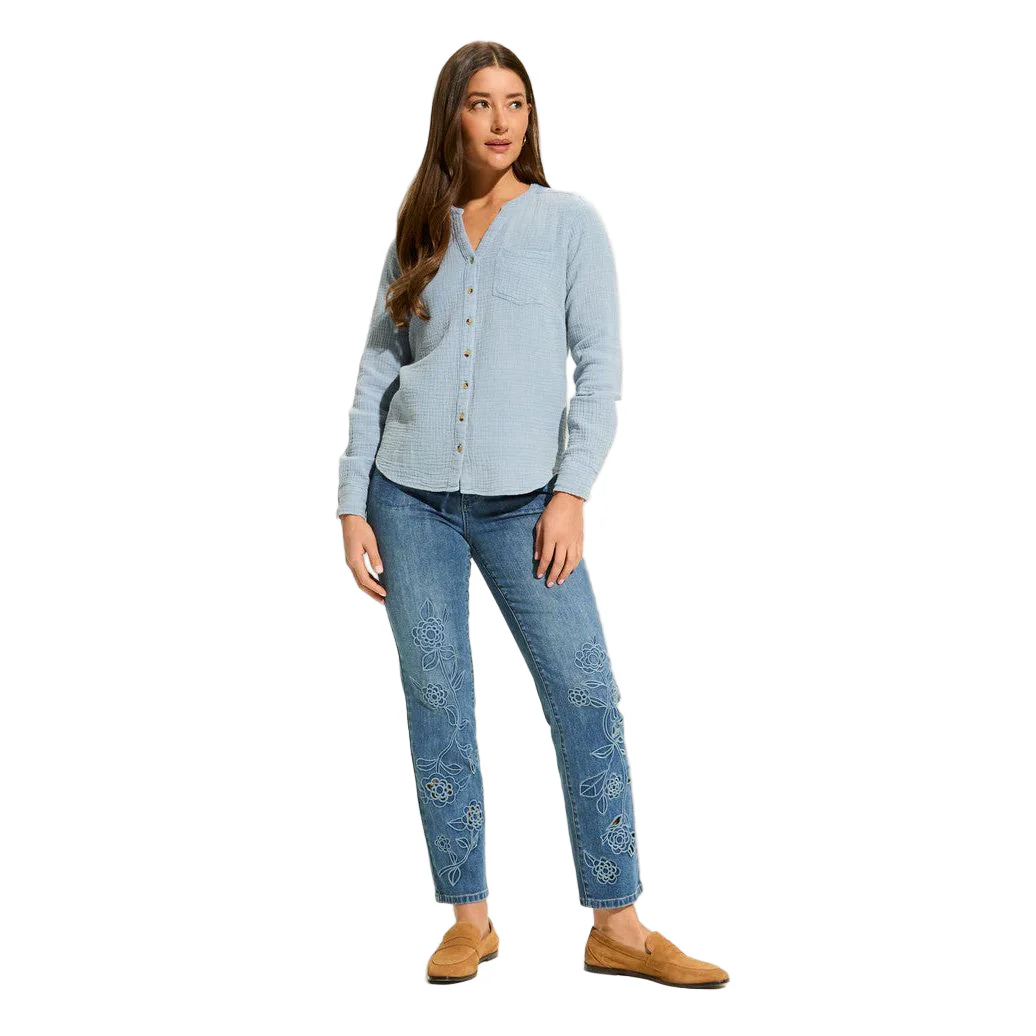FDJ French Dressing Blue Cotton Gauze Shirt - Image 3