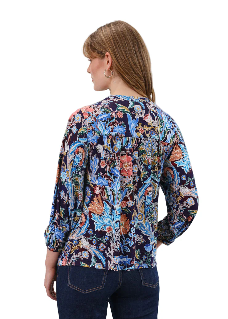FDJ French Dressing 3/4 Embellished Neck Watercolor Top (3188153) - Image 3