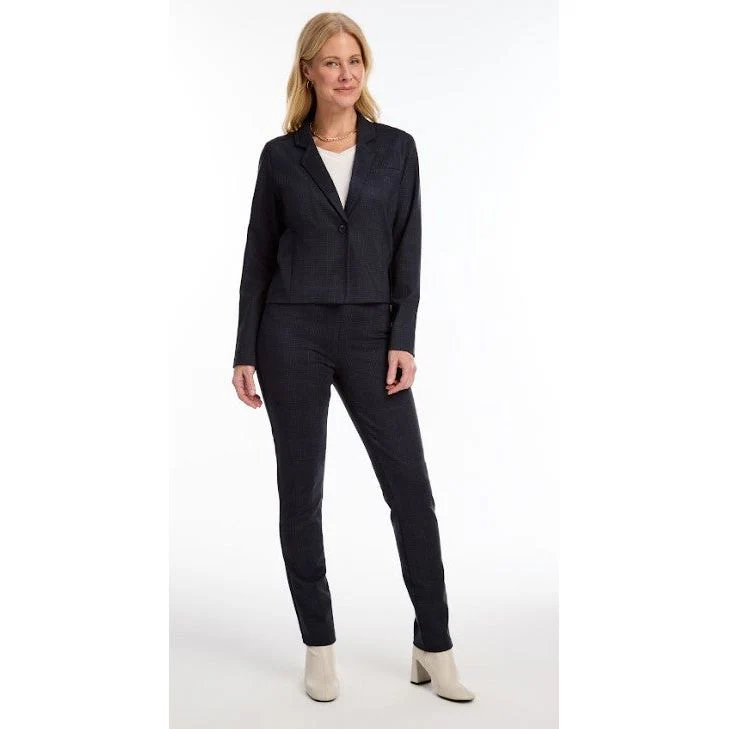 FDJ French Dressing Navy Check Cropped Blazer (1110459) - Image 3