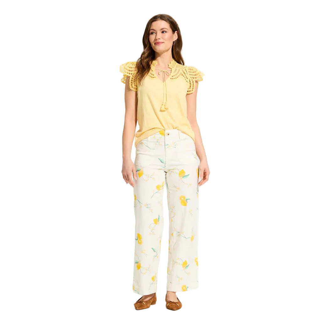 FDJ French Dressing Olivia Lemon Print Wide Leg Ankle Pant - Image 2