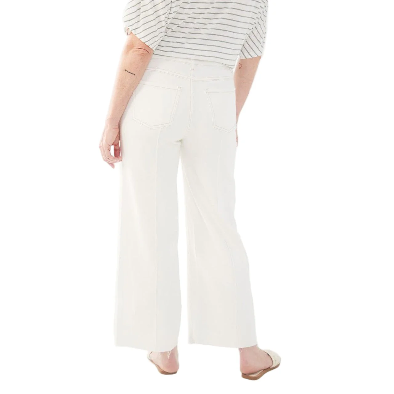FDJ French Dressing Olivia Pintuck Wide Leg Ankle Jeans (IVORY) - Image 3