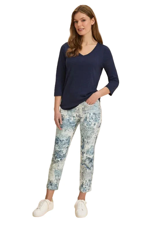 FDJ French Dressing Olivia Blurred Floral Wide Ankle Jeans (NEUTBLU) - Image 3