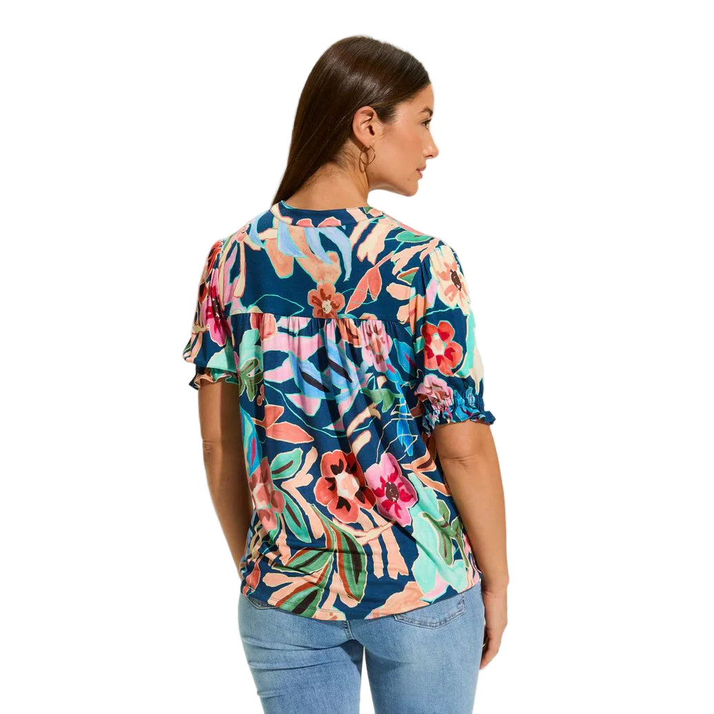 FDJ French Dressing Pop Camo Embellished Elbow Sleeve Top - Image 2