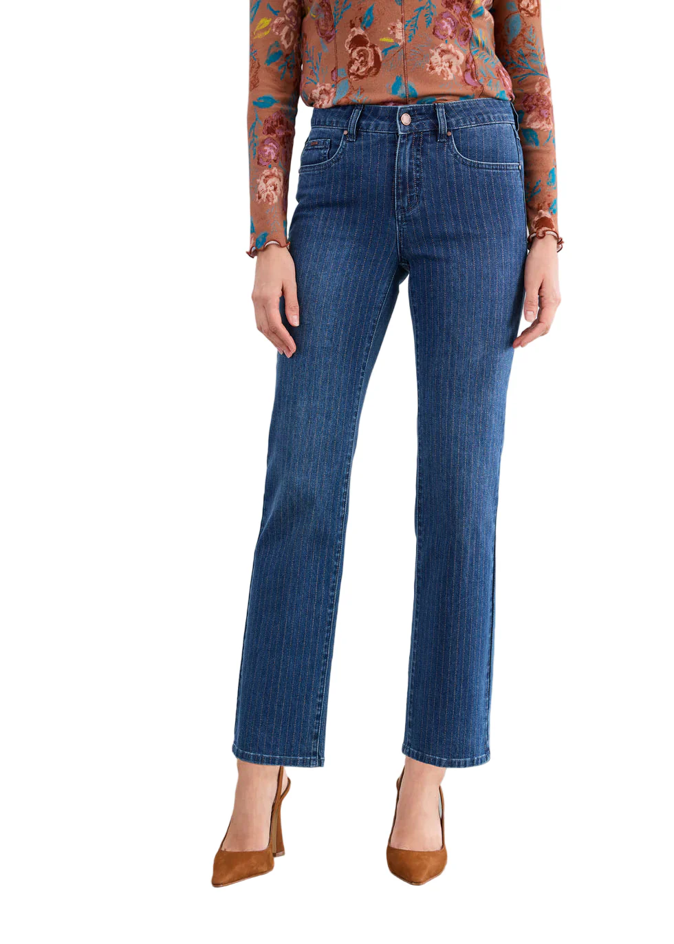 FDJ French Dressing Olivia Pinstripe Straight Ankle Denim Jean (Dark Wash)