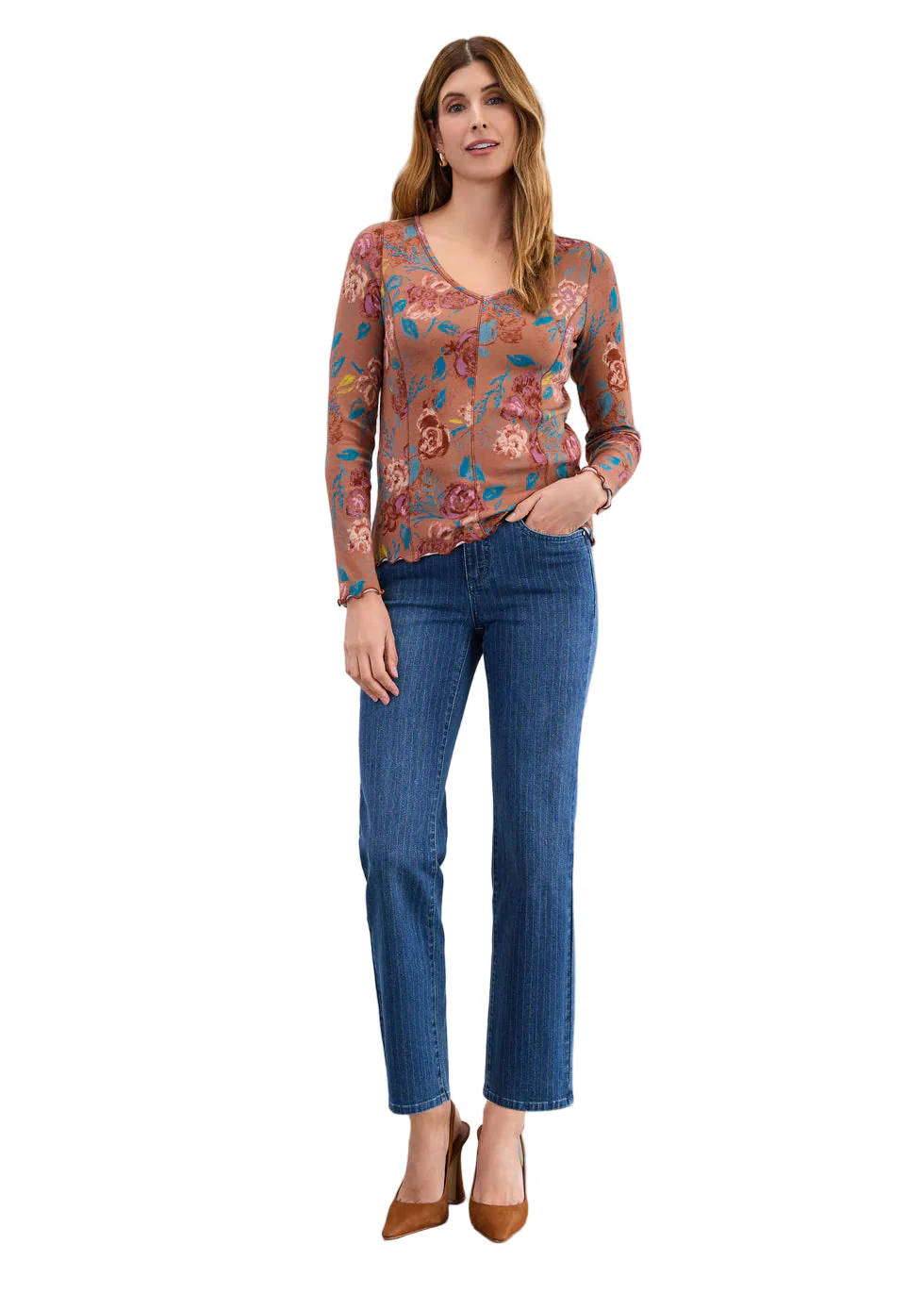 FDJ French Dressing Olivia Pinstripe Straight Ankle Denim Jean (Dark Wash) - Image 3