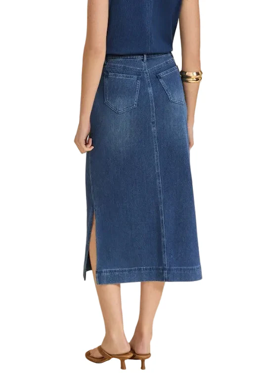 FDJ French Dressing Pull-On Side Slits Denim Skirt (BLUDEN)(6983131) - Image 2