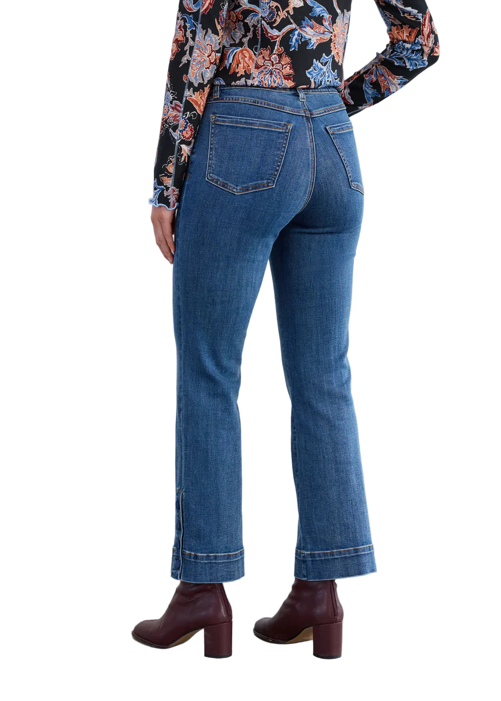 FDJ French Dressing Button Hem Detail Boot Cut Ankle Jean (Drk Vintage Wash) - Image 2