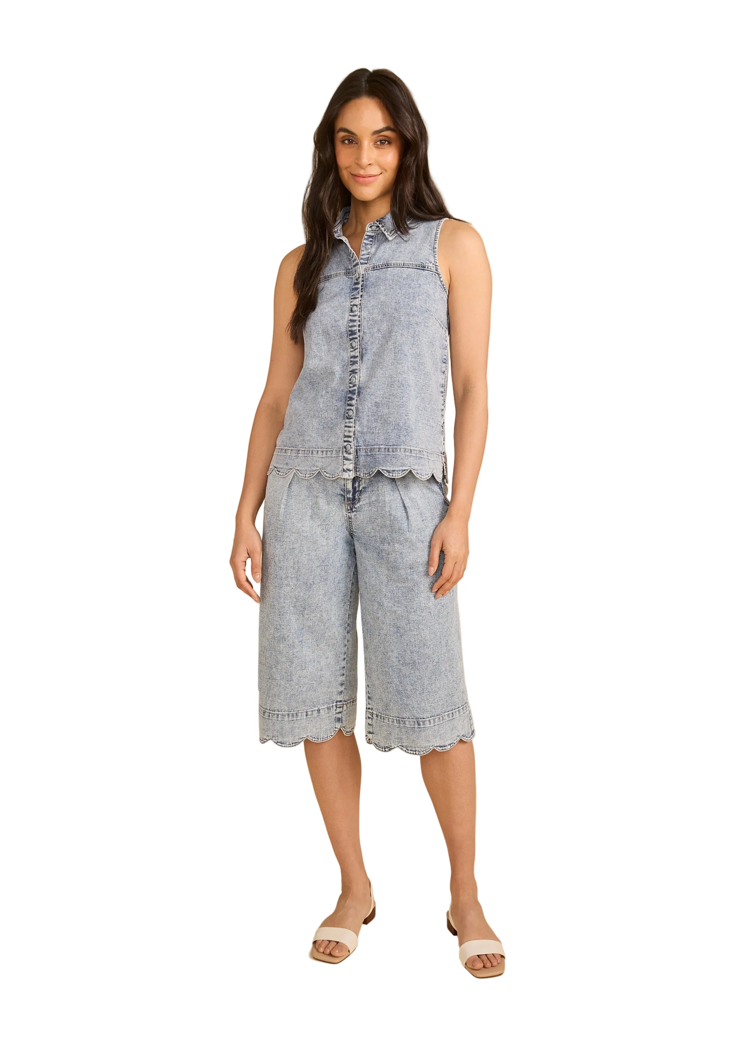 FDJ French Dressing Olivia Wide leg Gaucho (2460092)(Pale Wash ) - Image 2