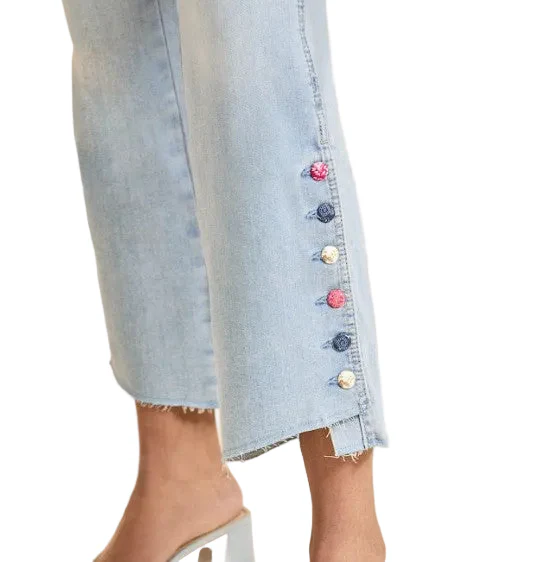 FDJ French Dressing Side Button Detail Pull-On Boot Crop Jeans (BLU ECLIPSE)(2989669) - Image 3