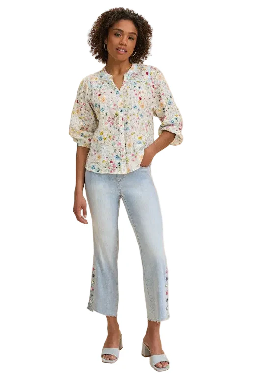 FDJ French Dressing Side Button Detail Pull-On Boot Crop Jeans (BLU ECLIPSE)(2989669) - Image 4