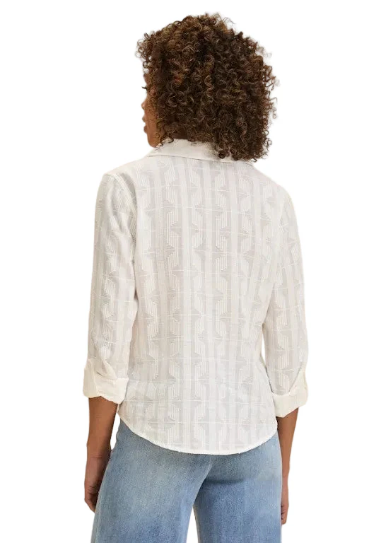 FDJ French Dressing Split Neck Shirt (WHT) - Image 2