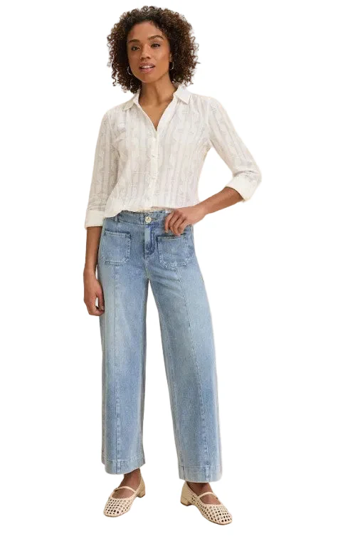 FDJ French Dressing Split Neck Shirt (WHT) - Image 3