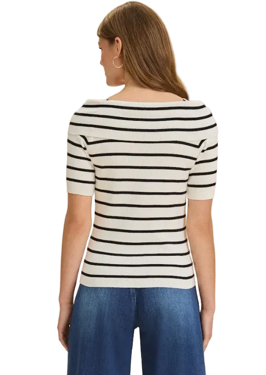 FDJ French Dressing Spritz Striped Boatneck Sweater (BLK/WHT) - Image 2
