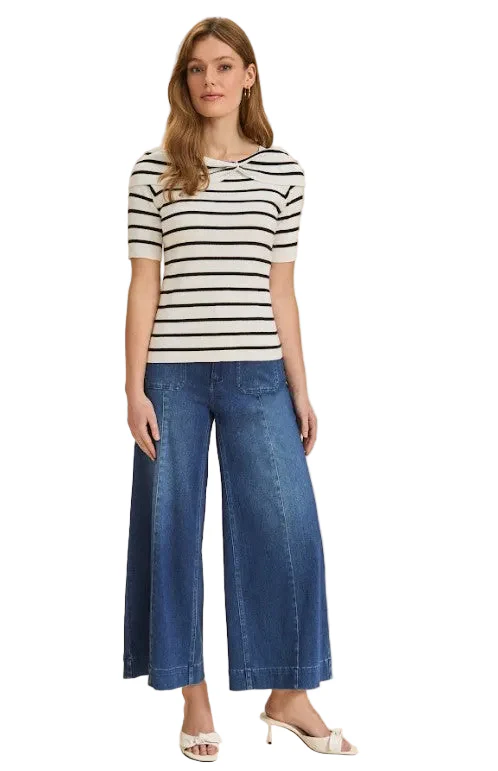 FDJ French Dressing Spritz Striped Boatneck Sweater (BLK/WHT) - Image 3