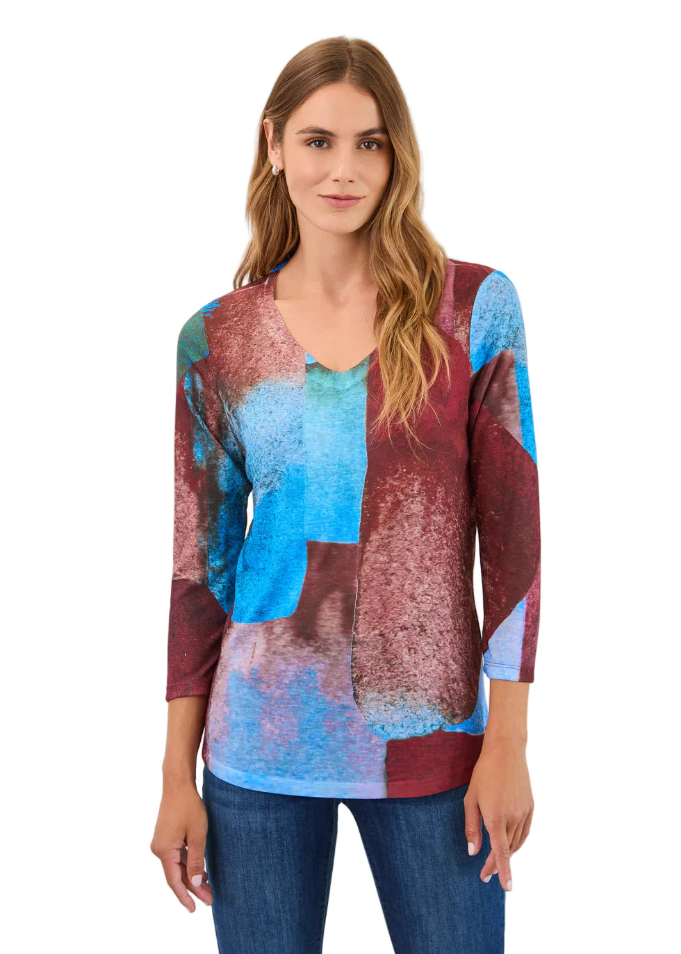 FDJ French Dressing 3/4 Sleeve Brick lane Jersey V-Neck Top(3677451)