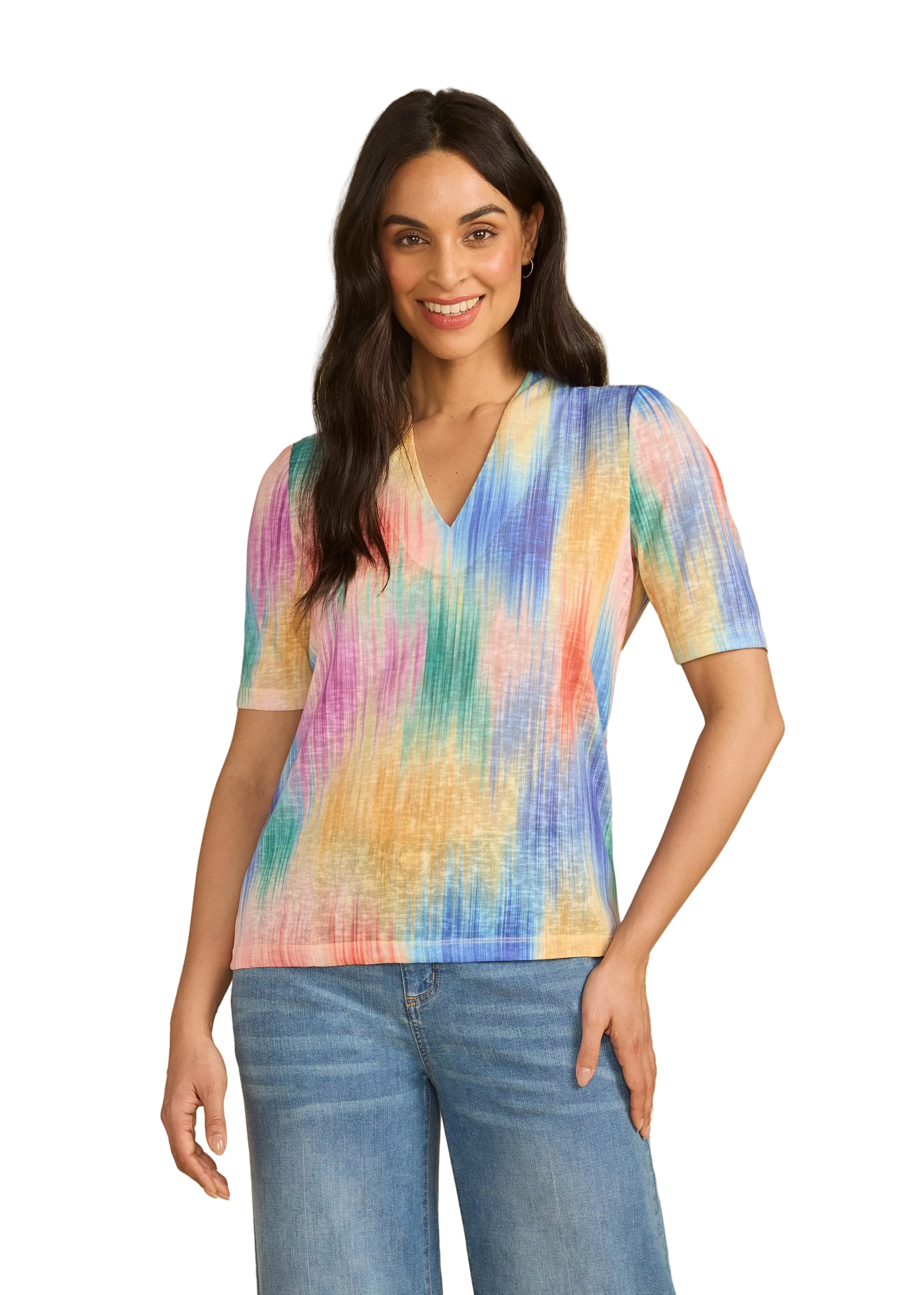 FDJ French Dressing V-neck Top(3396451)(Tropical Ikat)